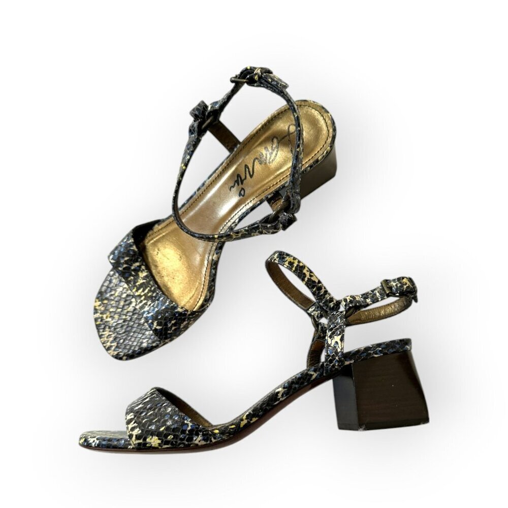 Lanvin Paris Italian Snakeskin Block Heel Sandals in Box,  Size 39 EU, Mid heel